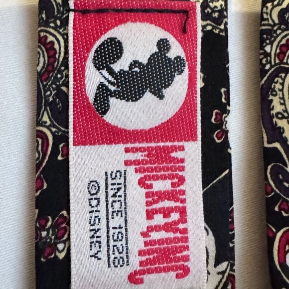 🎩 Rare Vintage Disney Mickey Mouse Paisley 100% Silk Suspenders 🎩 - Picture 6 of 16